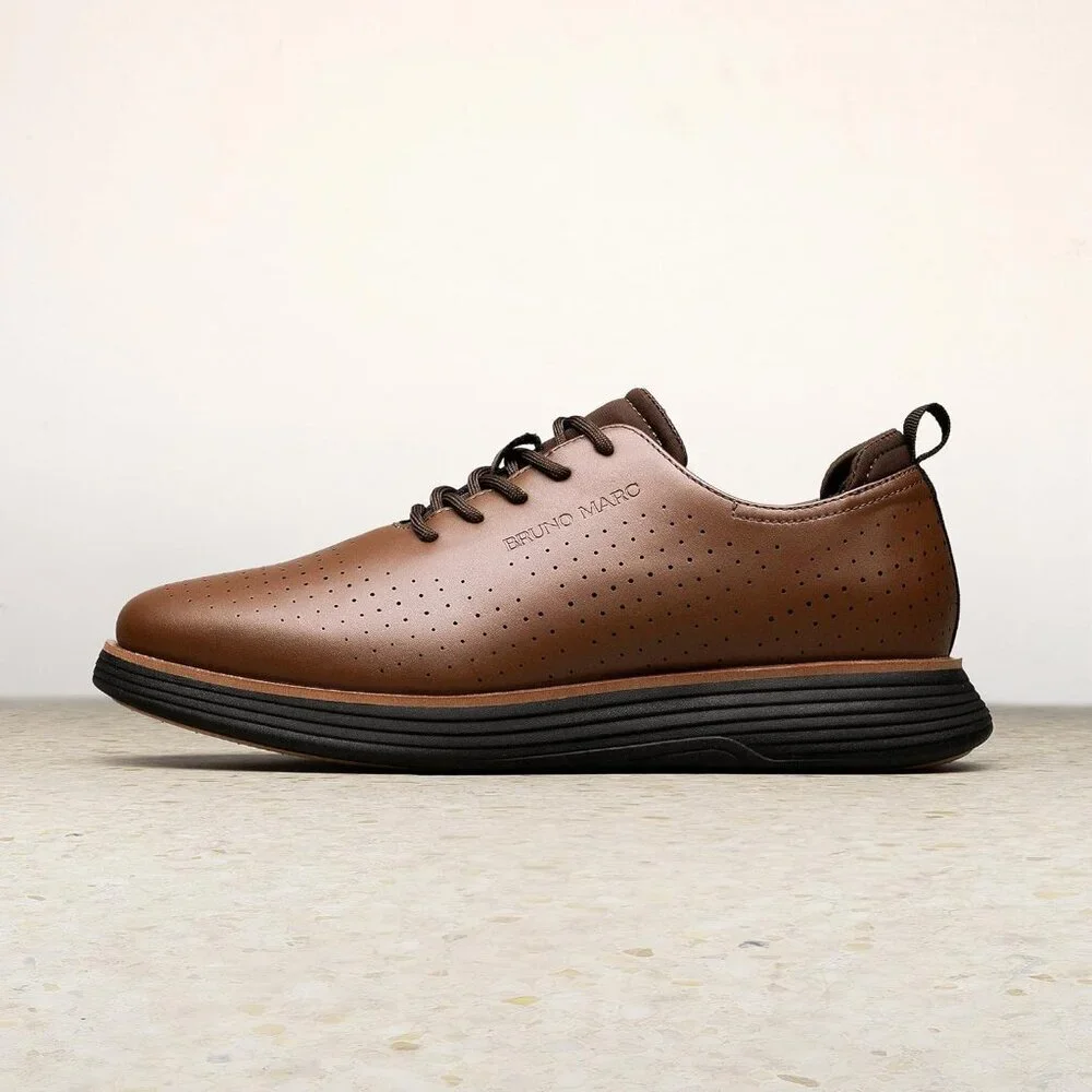 ⚡ Men's Brown Max Flex Fashion Dress Sneakers Oxfords Classic Casual Shoes